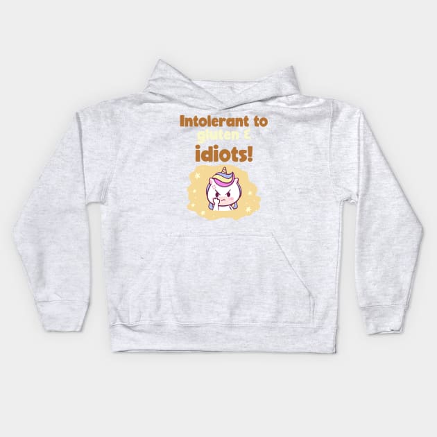 Intolerant to Gluten & Idiots Kids Hoodie by Invisbillness Apparel
